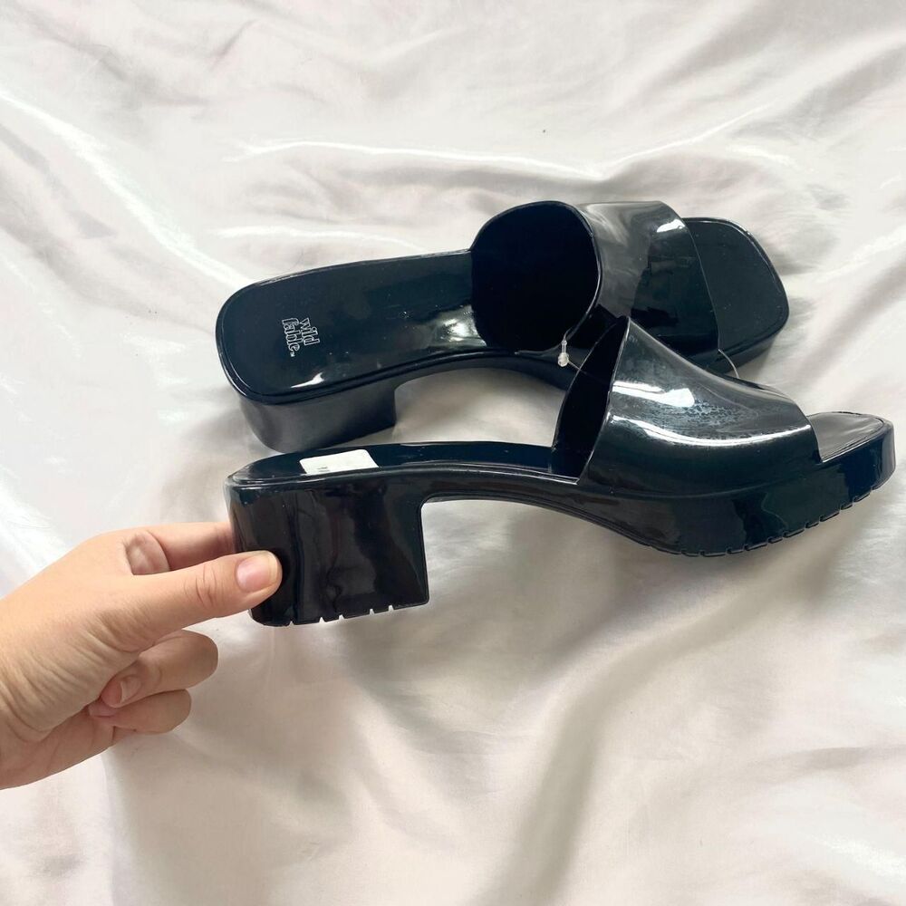 NEW Unworn Y2K Black Wild Fable Macy Mule Heels Sandals US 10 - Picture 3 of 6
